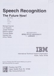 Cover of: Speech Recognition by 