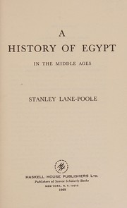 Cover of: A history of Egypt in the Middle Ages.
