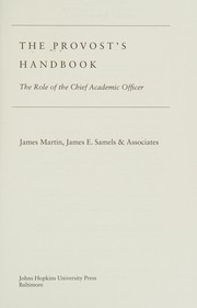 Cover of: Provost's Handbook: The Role of the Chief Academic Officer