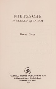 Cover of: Nietzsche by Gerald Abraham