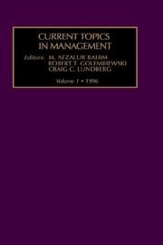 Cover of: Current Topics in Management: Vol 1 (Current Topics in Management)