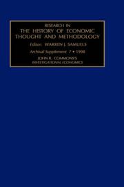 Cover of: Research in the History of Economic Thought and Methodology, Volume 16 : John R. Commons's Investigational Economics (Research in the History of Economic Thought and Methodology)