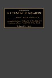 Cover of: Research in Accounting Regulation, Volume 13 (Research in Accounting Regulation)