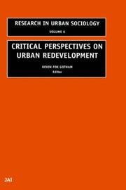Cover of: Critical Perspectives on Urban Redevelopment, Volume 6 (Research in Urban Sociology)