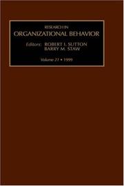 Cover of: Research in Organizational Behavior, Volume 21 (Research in Organizational Behavior)