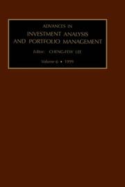 Cover of: Advances in Investment Analysis and Portfolio Management, Volume 6 (Advances in Investment Analysis and Portfolio Management)