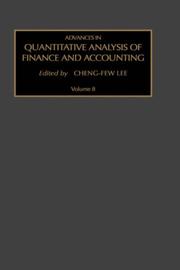 Cover of: Advances in Quantitative Analysis of Finance and Accounting, Volume 8 (Advances in Quantitative Analysis of Finance and Accounting)