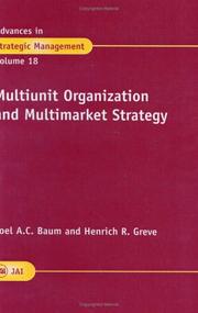 Cover of: Multiunit Organization and Multimarket Strategy (Advances in Strategic Management)