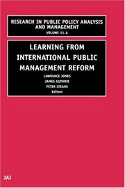 Cover of: Learning from International Public Management Reform : Learning from International Public Management Reform: Part A (Research in Public Policy Analysis and Management)
