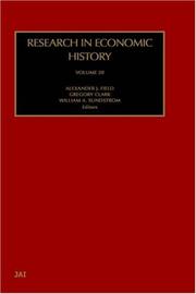 Cover of: Research in Economic History, Volume 20 (Research in Economic History)