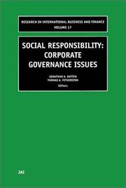 Social responsibility : corporate governance issues by Batten, Jonathan A. & Fetherston, Thomas A., eds., J.A. Batten, T.A. Fetherston