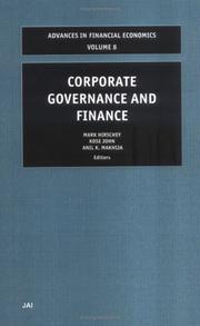 Cover of: Corporate governance and finance by edited by Mark Hirschey, Kose John, Anil Makhija.