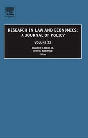 Cover of: Research in Law and Economics, Volume 22: A Journal of Policy (Research in Law and Economics) (Research in Law and Economics)