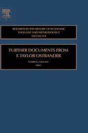 Cover of: Further Documents from F. Taylor Ostrander, Volume 24 B: Research in the History of Economic Thought and Methodology