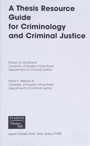 Cover of: A thesis resource guide for criminology and criminal justice