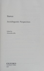 Cover of: Sociolinguistic perspectives on stance