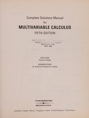 Cover of: Complete solutions manual for Multivariable calculus
