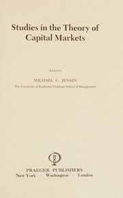 Cover of: Studies in the theory of capital markets.