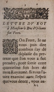 Cover of: Lettre du roy, a Monsieur le duc d'Orléans son frere
