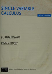 Cover of: Single Variable Calculus by C. Henry Edwards, David E. Penney