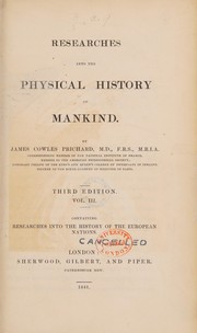 Cover of: Researches into the physical history of mankind