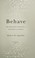 Cover of: Behave