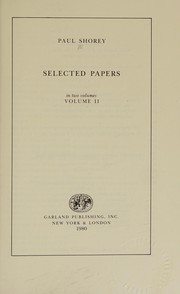 Cover of: Selected papers by Paul Shorey