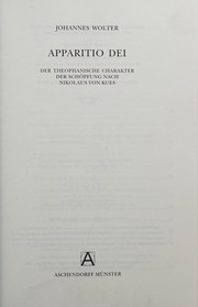 Cover of: Apparitio Dei: der theophanische Charakter der Schöpfung nach Nikolaus von Kues