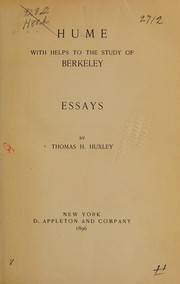 Cover of: Hume with helps to the study of Berkeley: Essays