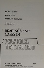 Cover of: Readings and cases in personnel management