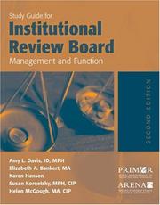 Cover of: Study Guide for Institutional Review Board Management and Function, Second Edition by Amy L. Davis, Elizabeth A. Bankert, Karen Hansen, Susan Kornetsky, Helen McGough