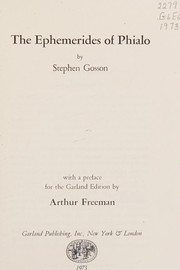 Cover of: The Ephemerides of Phialo. by Stephen Gosson
