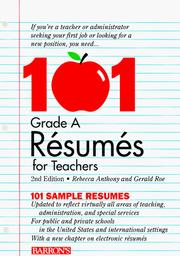Cover of: 101 grade A résumés for teachers by Rebecca Anthony