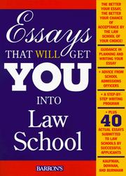 Cover of: Essays that will get you into law school