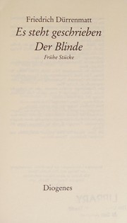 Cover of: Es steht geschrieben: Der Blinde: frühe Stücke