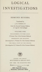 Cover of: Logical investigations. by Edmund Husserl