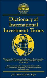 Cover of: Dictionary of International Investment Terms (Barron's Business Dictionaries)