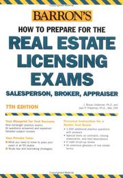 Barron's how to prepare for the real estate licensing exams : salesperson, broker, appraiser by J. Bruce Lindeman, J. Bruce Lindeman Ph.D., Jack P. Friedman Ph.D.