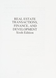 Cover of: Real estate transactions, finance, and development