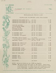 Cover of: Wholesale price list, Hawaiian flowers and foliages by Ltd Flowers of Hawaii