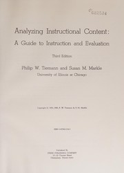 Analyzing instructional content by Philip W. Tiemann, Susan Meyer Markle
