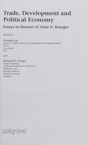 Cover of: Trade, development, and political economy: essays in honour of Anne O. Krueger