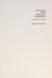 Cover of: Calculus with analytic geometry: a second course