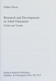 Cover of: Research and Development in Adult Education by Esther Oliver