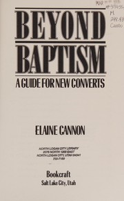 Cover of: Beyond baptism: a guide for new converts