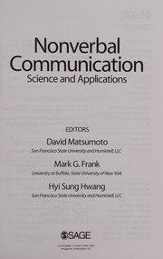 Cover of: Nonverbal communication: science and applications