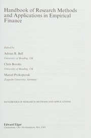 Cover of: Handbook of Research Methods and Applications in Empirical Finance