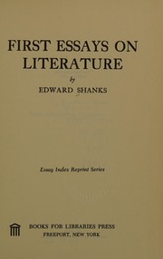 Cover of: First essays on literature.