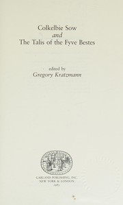 Cover of: Colkelbie sow and The talis of the fyve bestes