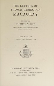 Cover of: The Letters of Thomas Babington Macaulay by Thomas Pinney